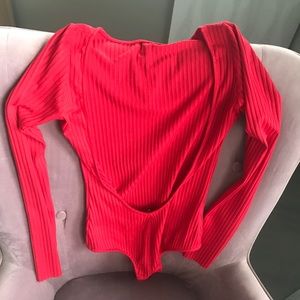 ZARA red open back bodysuit
